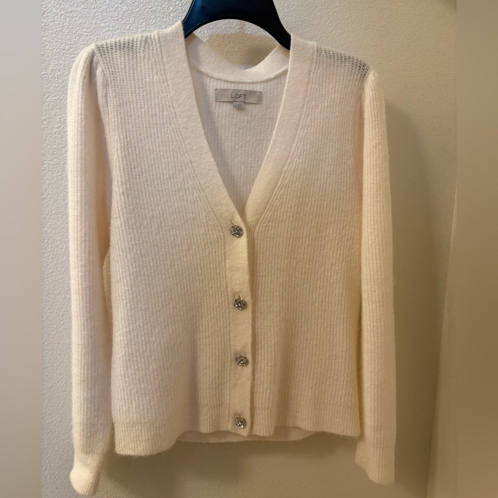 LOFT Women's Elegant Cream Cardigan